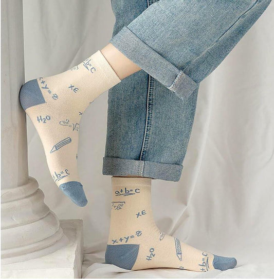 Glamorstar Women's Cotton Crew Socks 5 Pairs Blue Earth Size US One