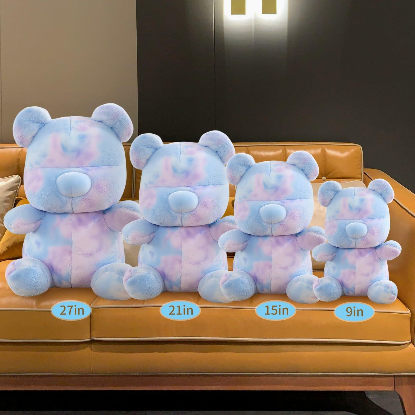 Tie Dye Bears Stuffed Animal Plush Toy Super Soft Cuddly Blue 9in