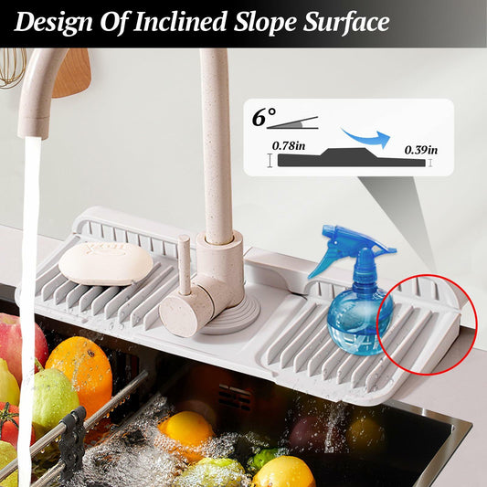 Qesulk Silicone Sink Splash Guard Foldable Faucet Mat Kitchen Bathroom