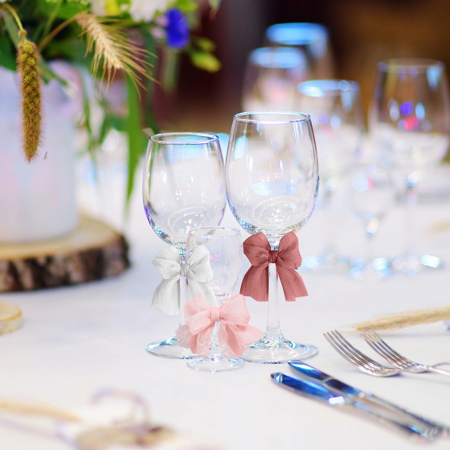 Lyrow 4 Rolls Crinkle Chiffon Ribbon 1.5in 22yd Light Pink Handmade Tulle