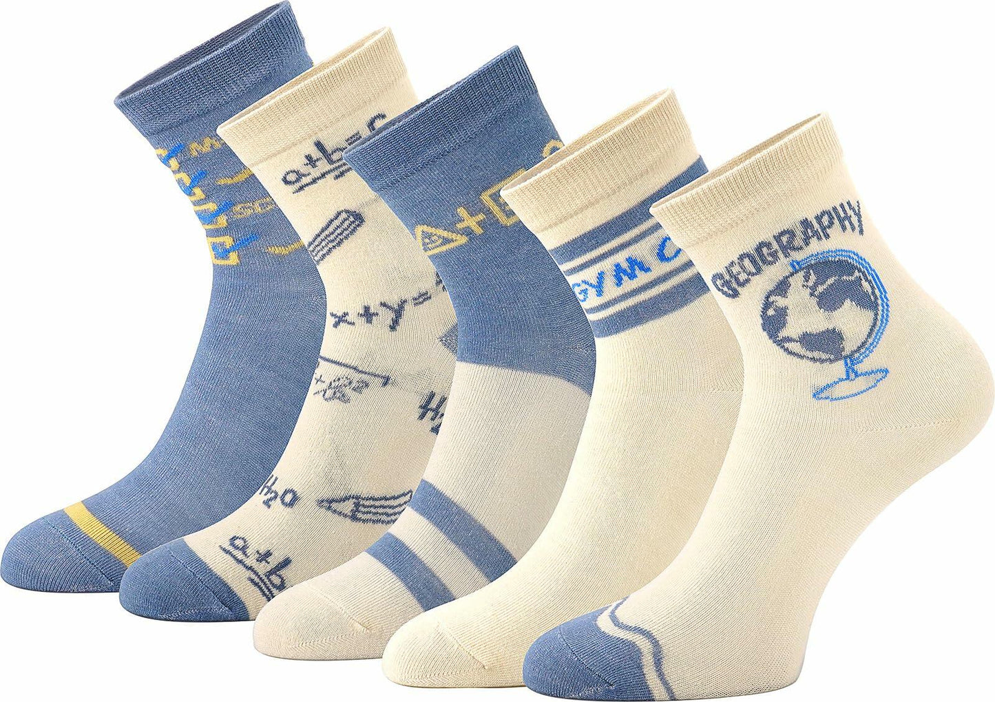 Glamorstar Women's Cotton Crew Socks 5 Pairs Blue Earth Size US One