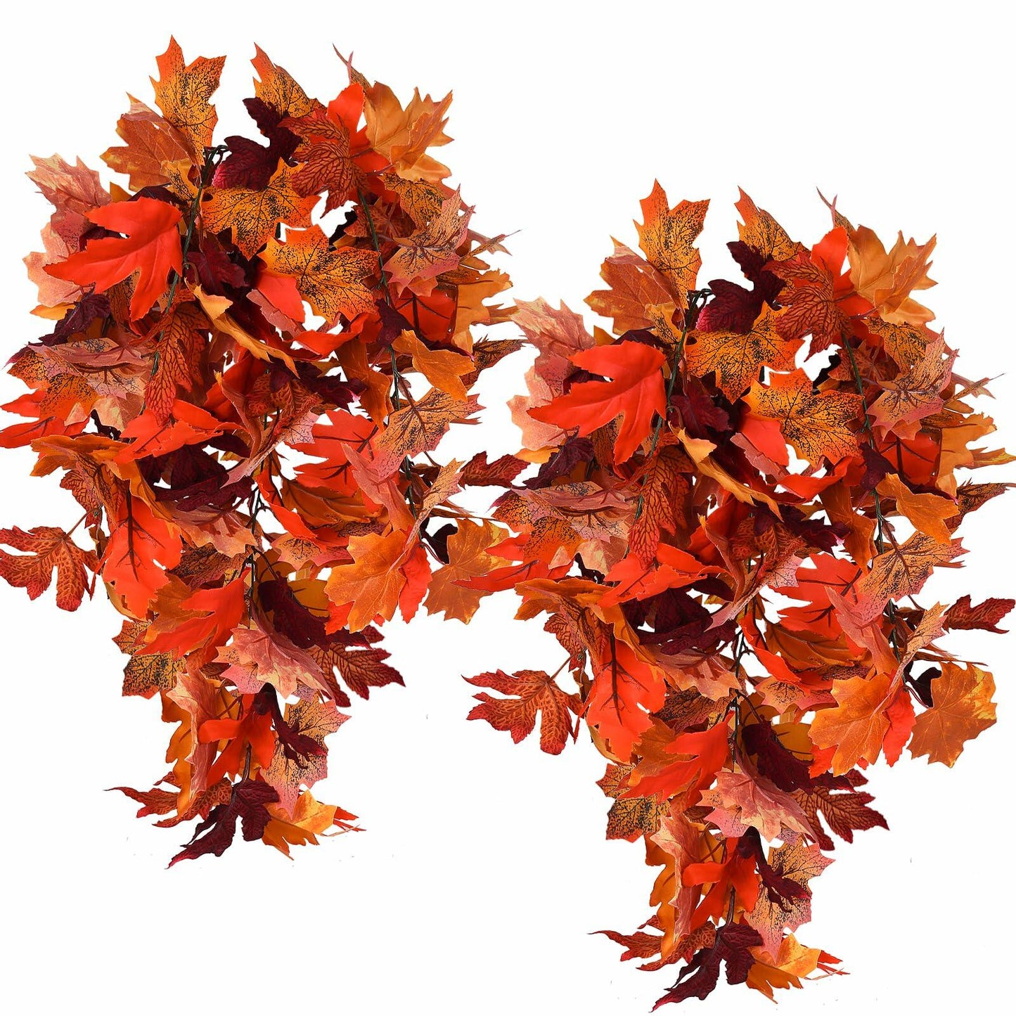 RECUTMS 2Pcs Artificial Autumn Maple Leaves Garland 2.5FT Fall Decor