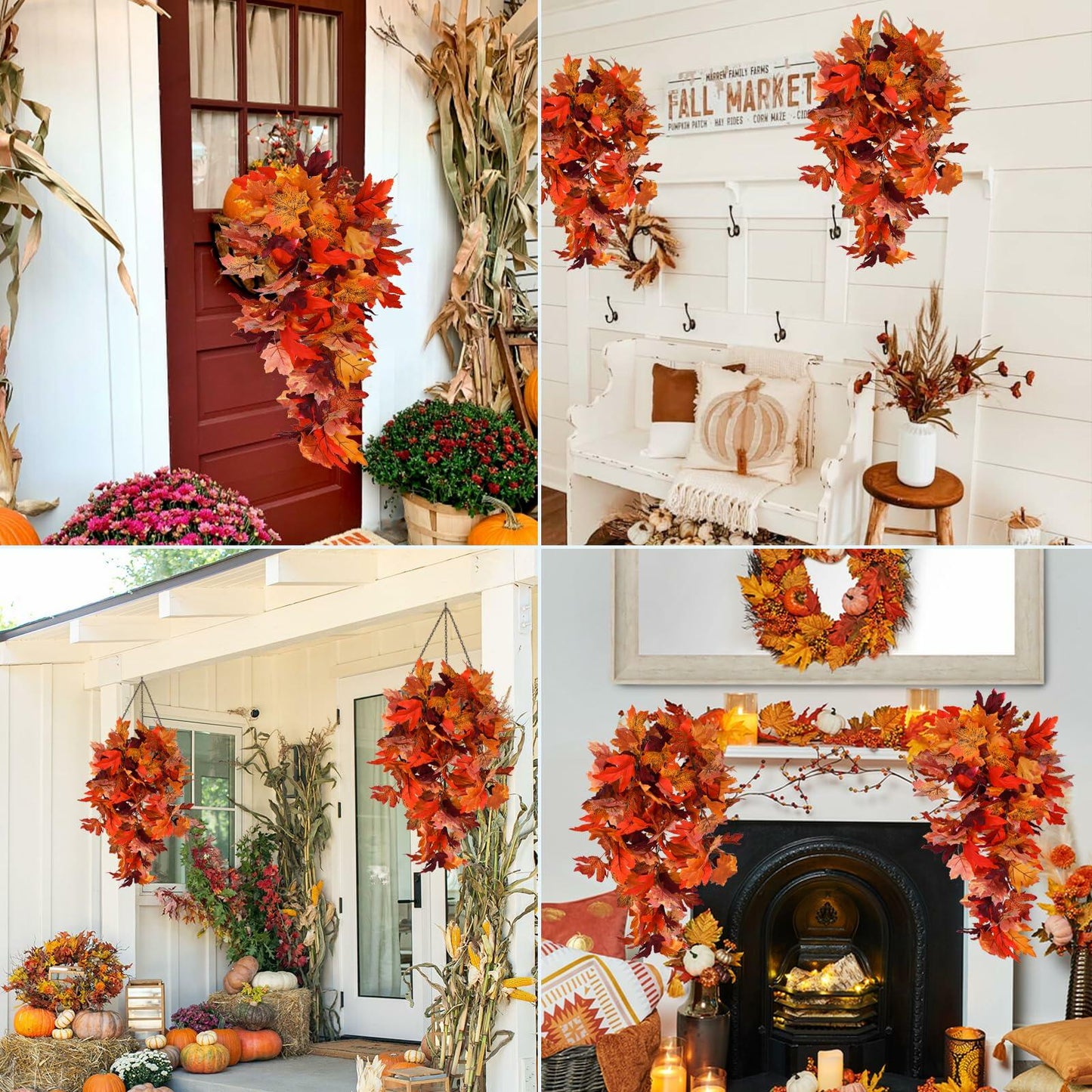 RECUTMS 2Pcs Artificial Autumn Maple Leaves Garland 2.5FT Fall Decor