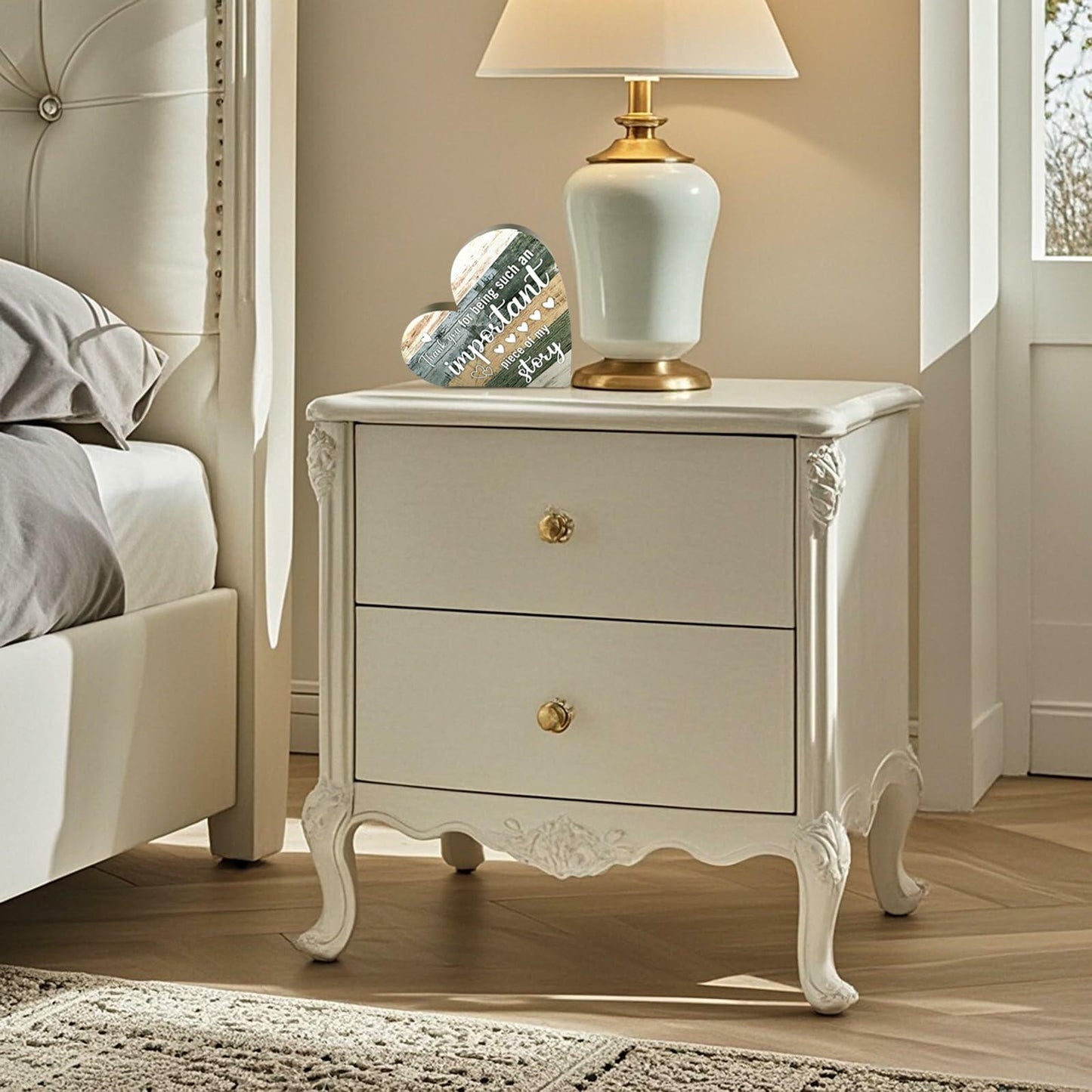 Wooden Heart Shaped Table Centerpiece Mom Gift Birthday Mothers Day Present