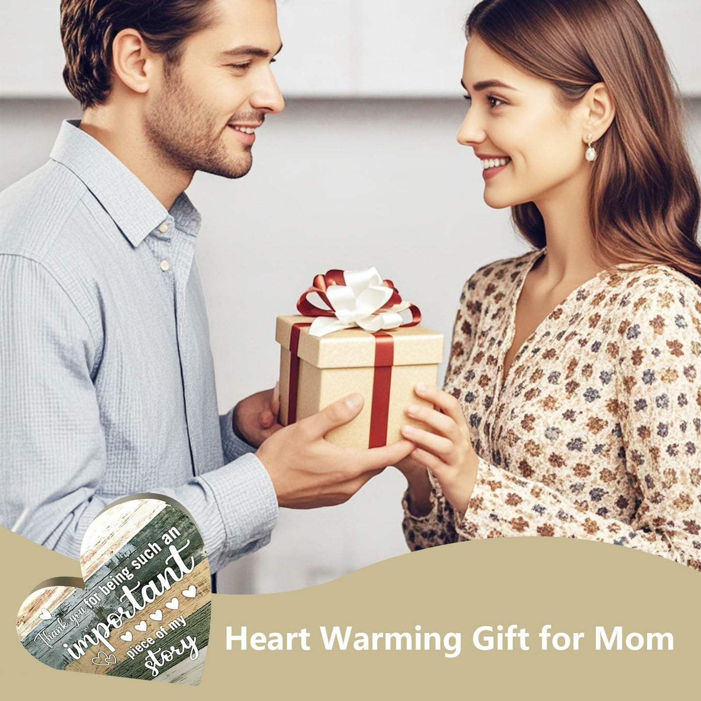Wooden Heart Shaped Table Centerpiece Mom Gift Birthday Mothers Day Present