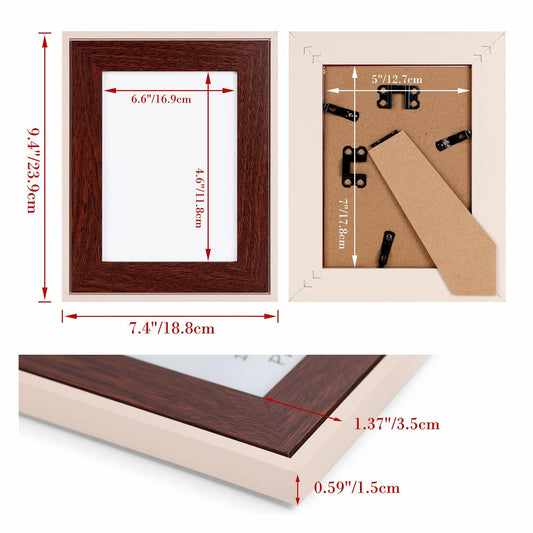 QUTREY Kids 5x7 Photo Frames Set of 4 Assorted Colors Tabletop Wall