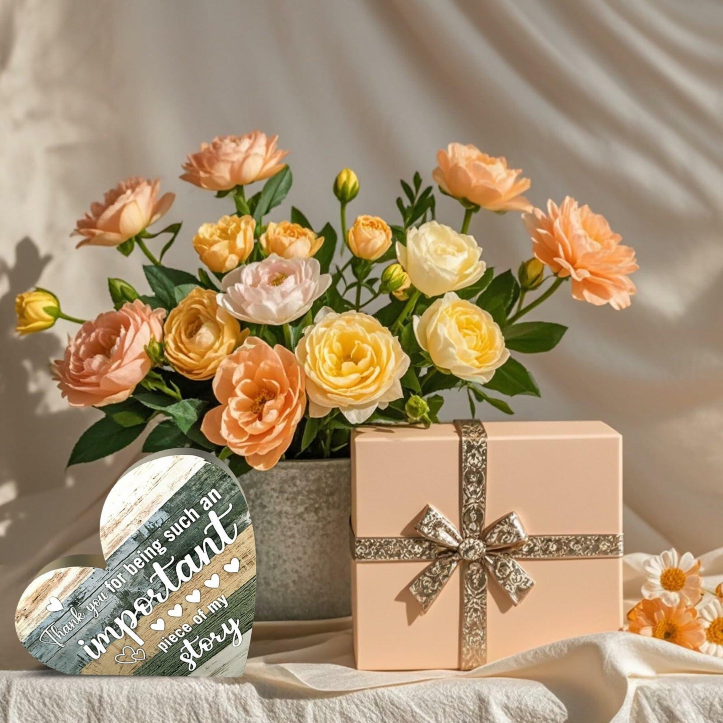 Wooden Heart Shaped Table Centerpiece Mom Gift Birthday Mothers Day Present