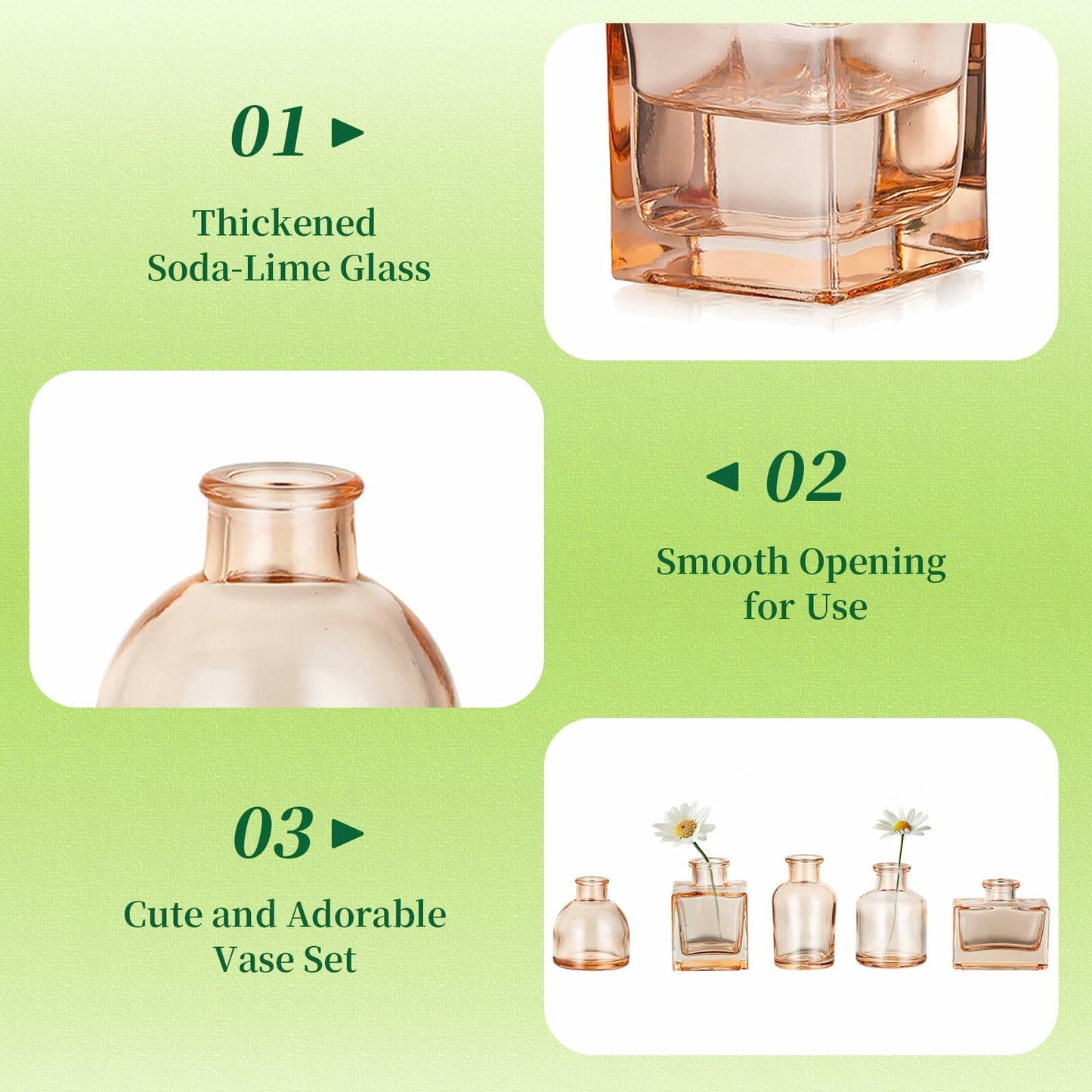 Hewory 20pcs Small Brown Glass Bud Vases Mini Bottles for Wedding Decor