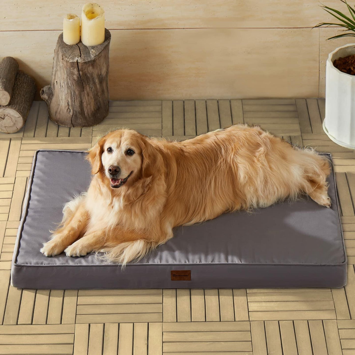 BFPETHOME Orthopedic Waterproof Dog Bed Grey 42x30in Large