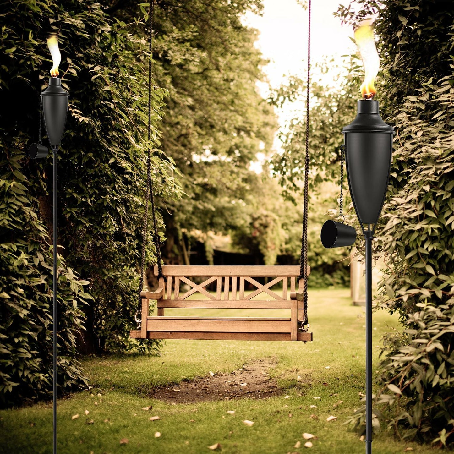 ZSPENG 4-Pack 16oz Refillable Torch Canisters with Wicks Caps Outdoor