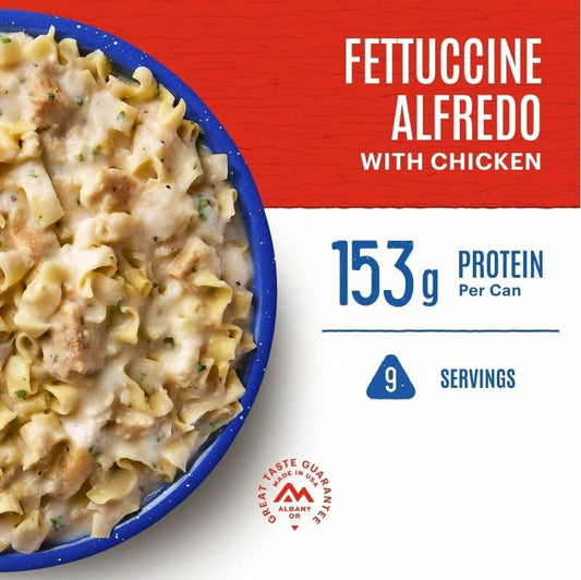 BestBy12/24 Mountain House Fettuccine Alfredo with Chicken #10 Can 9 Servings