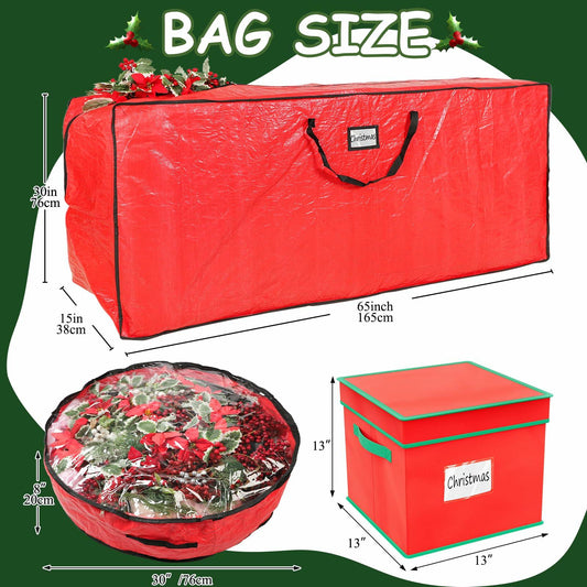 Falflor 4Pcs Christmas Tree & Ornament Storage Bags Organizer Green