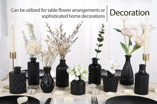 TBWIND Glass Bud Vase Set of 5 Small Amber Mini Vintage Flower Vases