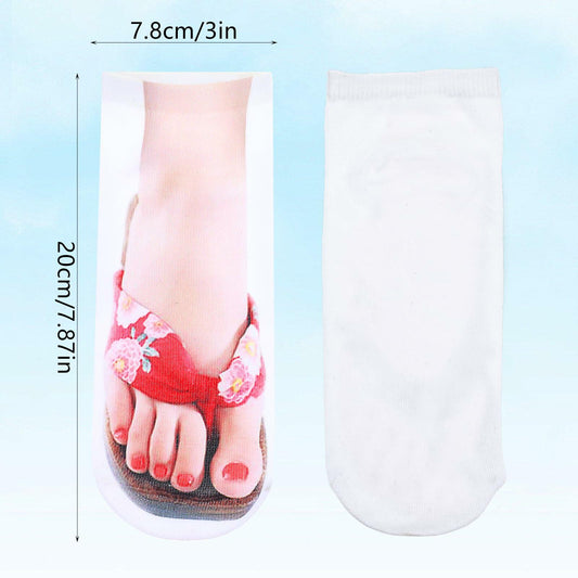 AHQiZFX Girls Flip Flop Socks 3D Print Pattern 3 Pairs Multi-color - One Size