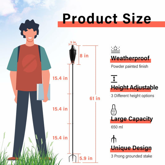 ZSPENG 4-Pack 16oz Refillable Torch Canisters with Wicks Caps Outdoor