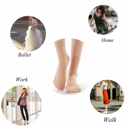 12 Pack Women's Nylon Ankle Silky Sheer Socks Medium Size Nude Black