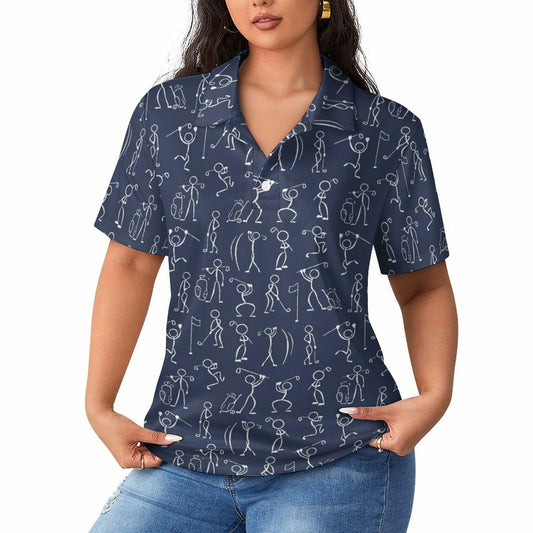 Golfer Hawaiian Women's Polo Golf Shirt Moisture Wicking Size Large