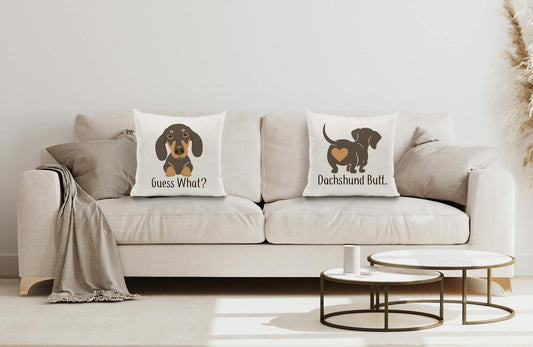 Lovely Dachshund Throw Pillow Covers Set of 2 18x18 Brown Decorative
