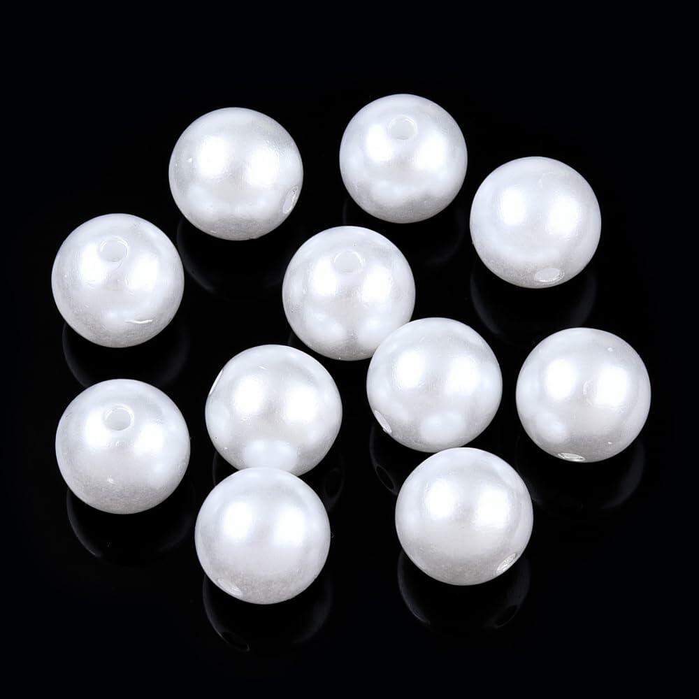 DanLingJewelry 1000pcs 10mm White Plastic Pearl Round Loose Beads