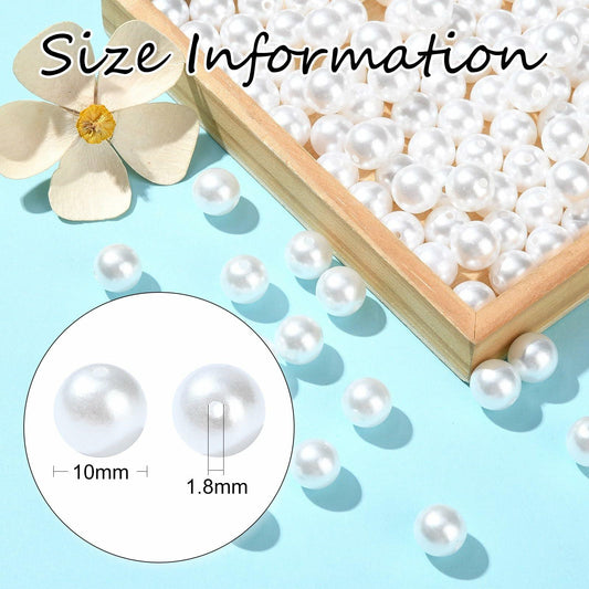 DanLingJewelry 1000pcs 10mm White Plastic Pearl Round Loose Beads