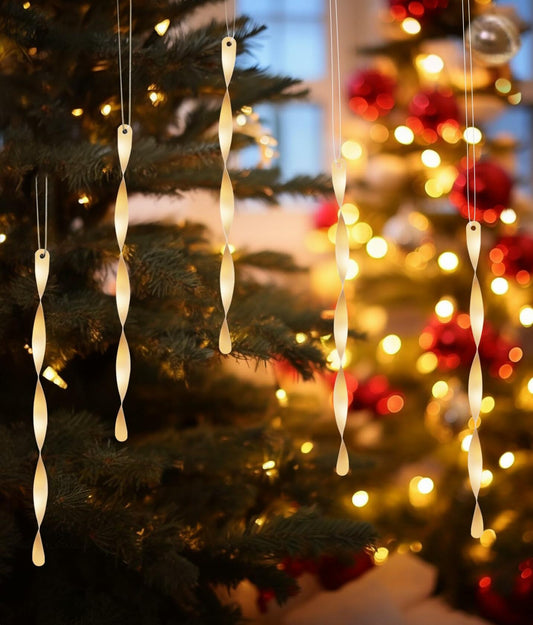 AMS Christmas Tree Ornaments 24PCS Aluminum Twisted Icicles Matte Champagne 7"