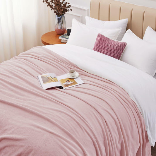 CozyLux Pink Fleece Throw Blanket 50x70 Soft Plush Flannel 300GSM XL
