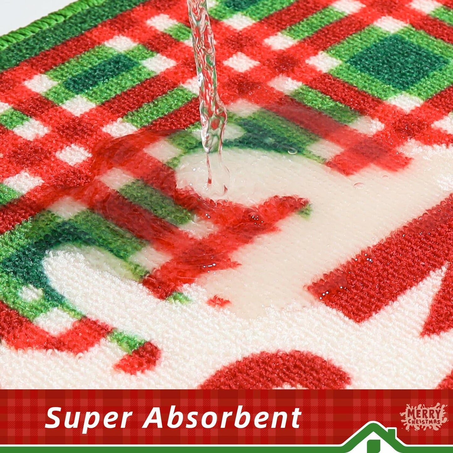 BEQHAUSE Christmas Kitchen Rugs Buffalo Plaid Non Slip Washable 17x30+17x59