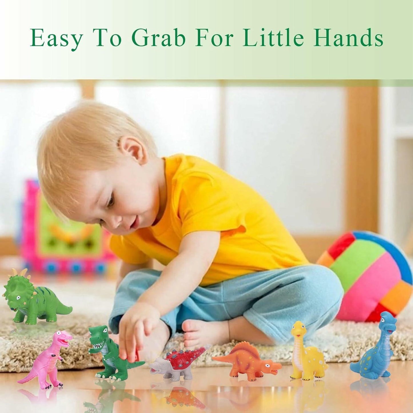 Dinosaur Bath Toys Mold Free No Hole Toddler Pool Shower Bathtub Toys - 9 Pack