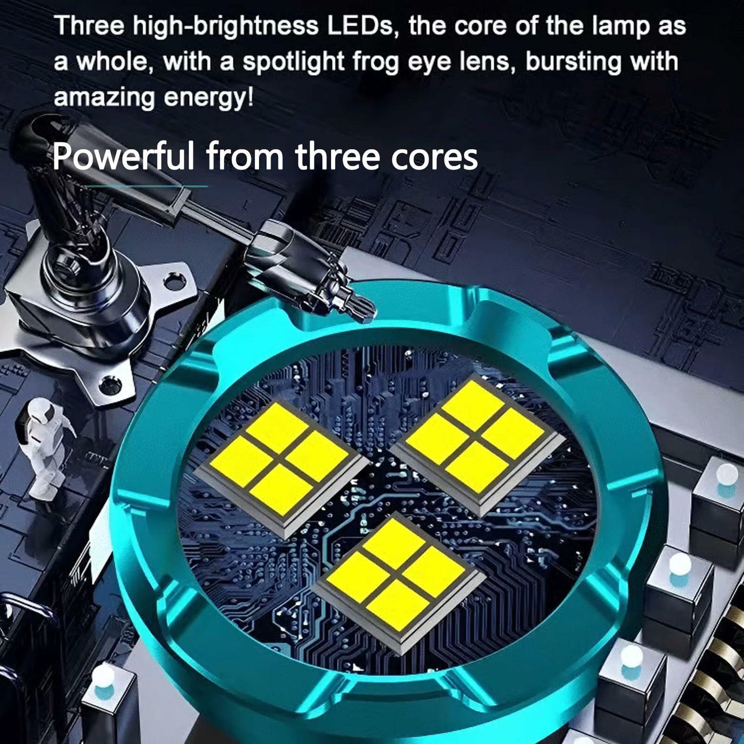 German Three-Eyed Monster Mini Flashlight Steel High Lumen Rechargeable 2Pcs