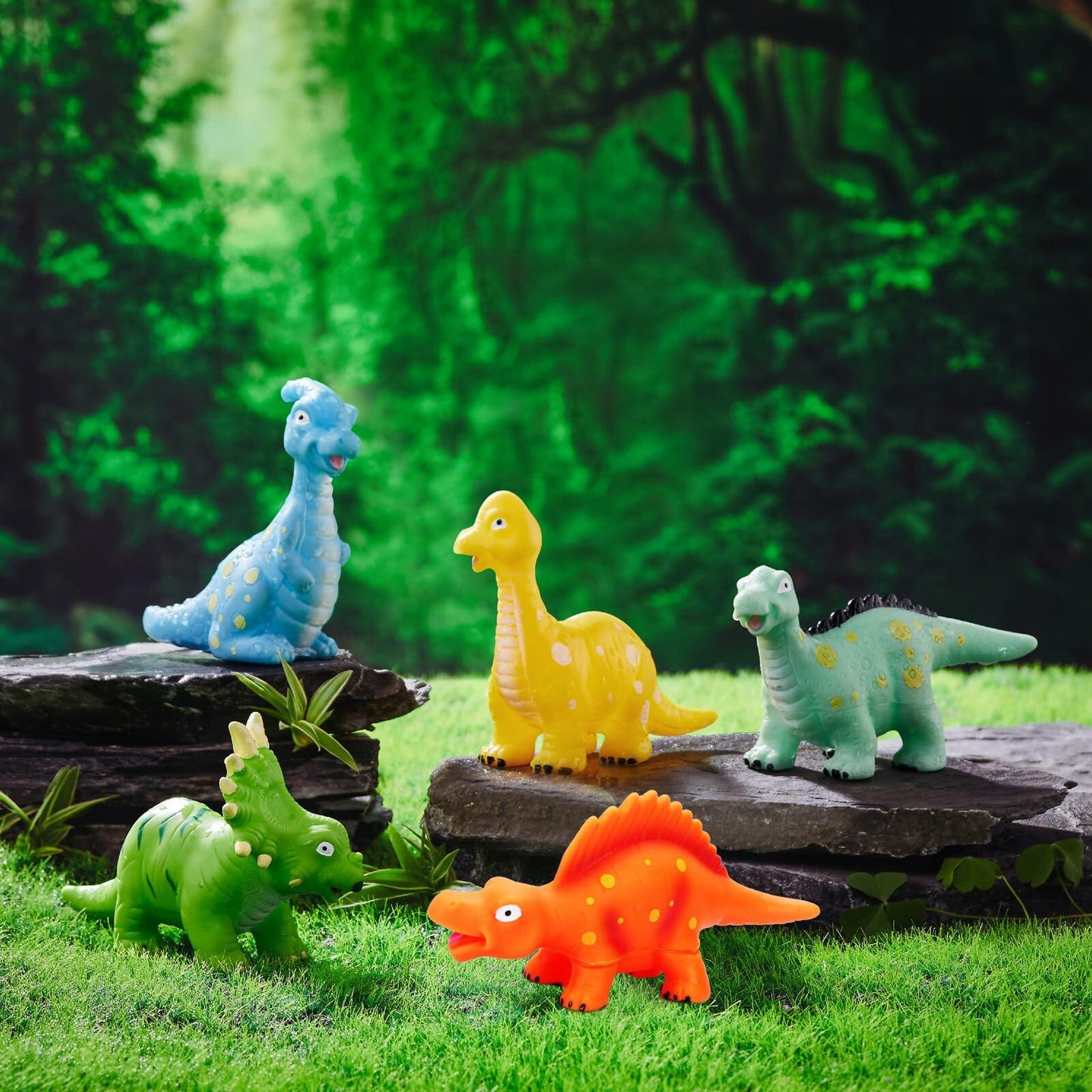 Dinosaur Bath Toys Mold Free No Hole Toddler Pool Shower Bathtub Toys - 9 Pack