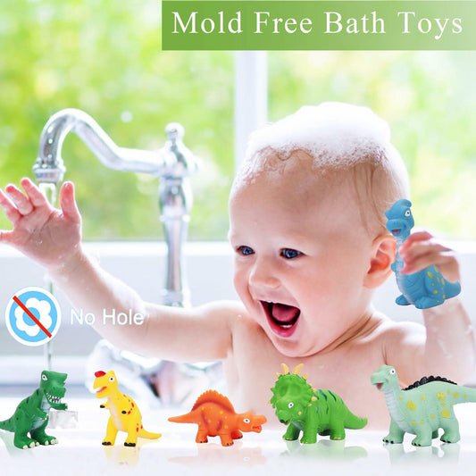 Dinosaur Bath Toys Mold Free No Hole Toddler Pool Shower Bathtub Toys - 9 Pack
