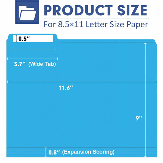 PANDRI File Folder 120 Pack 1/3 Cut Tab Letter Size Assorted Colors
