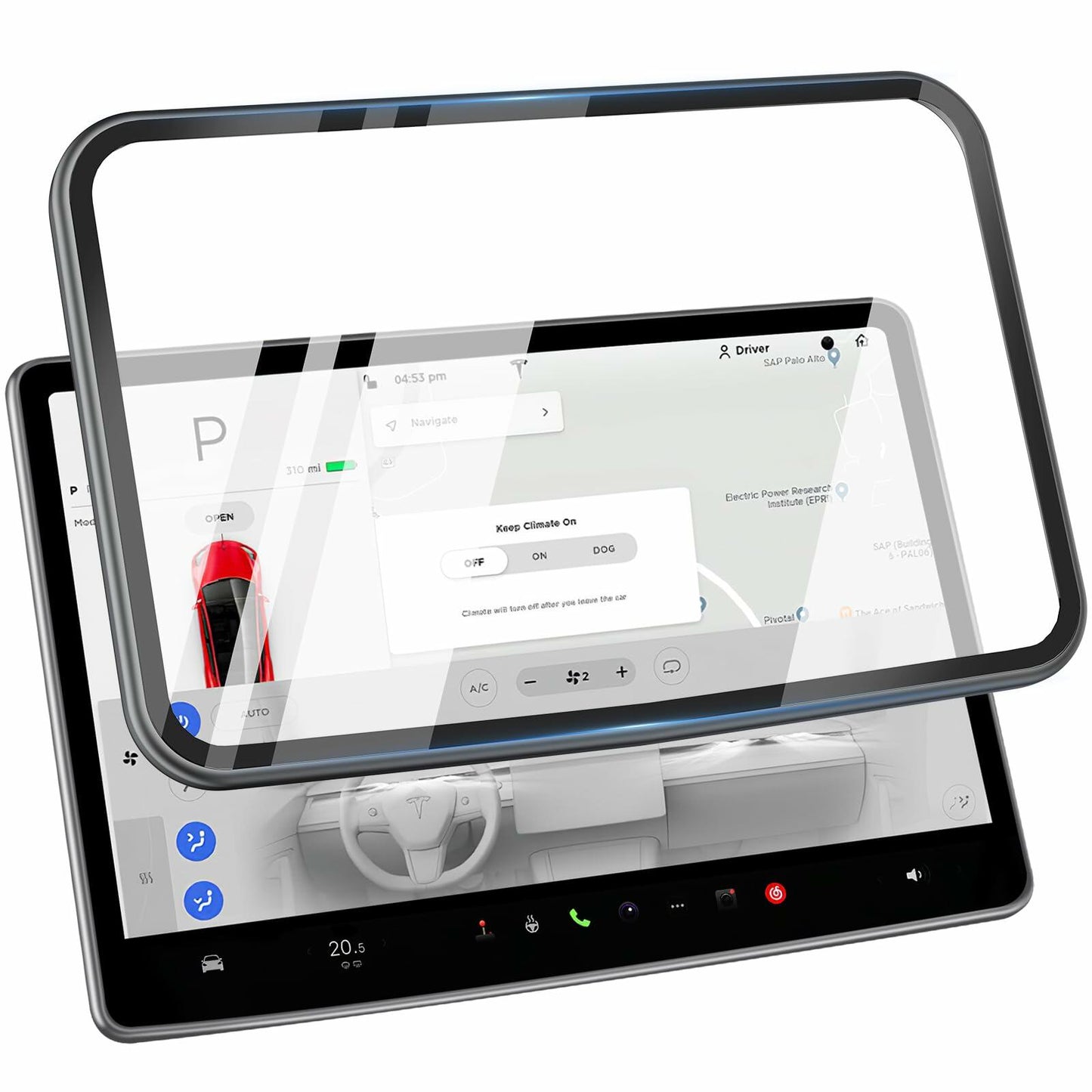 beenxmyy Tesla Model Y/3 Tempered Glass Screen Protector 15" Dark Gray