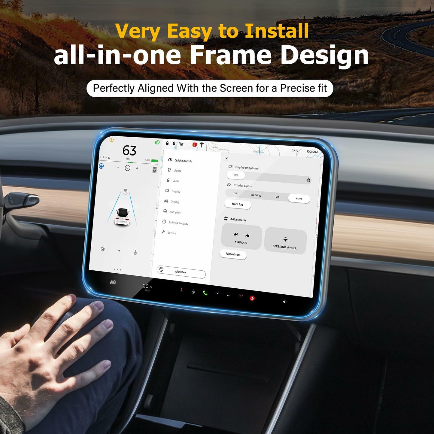 beenxmyy Tesla Model Y/3 Tempered Glass Screen Protector 15" Dark Gray