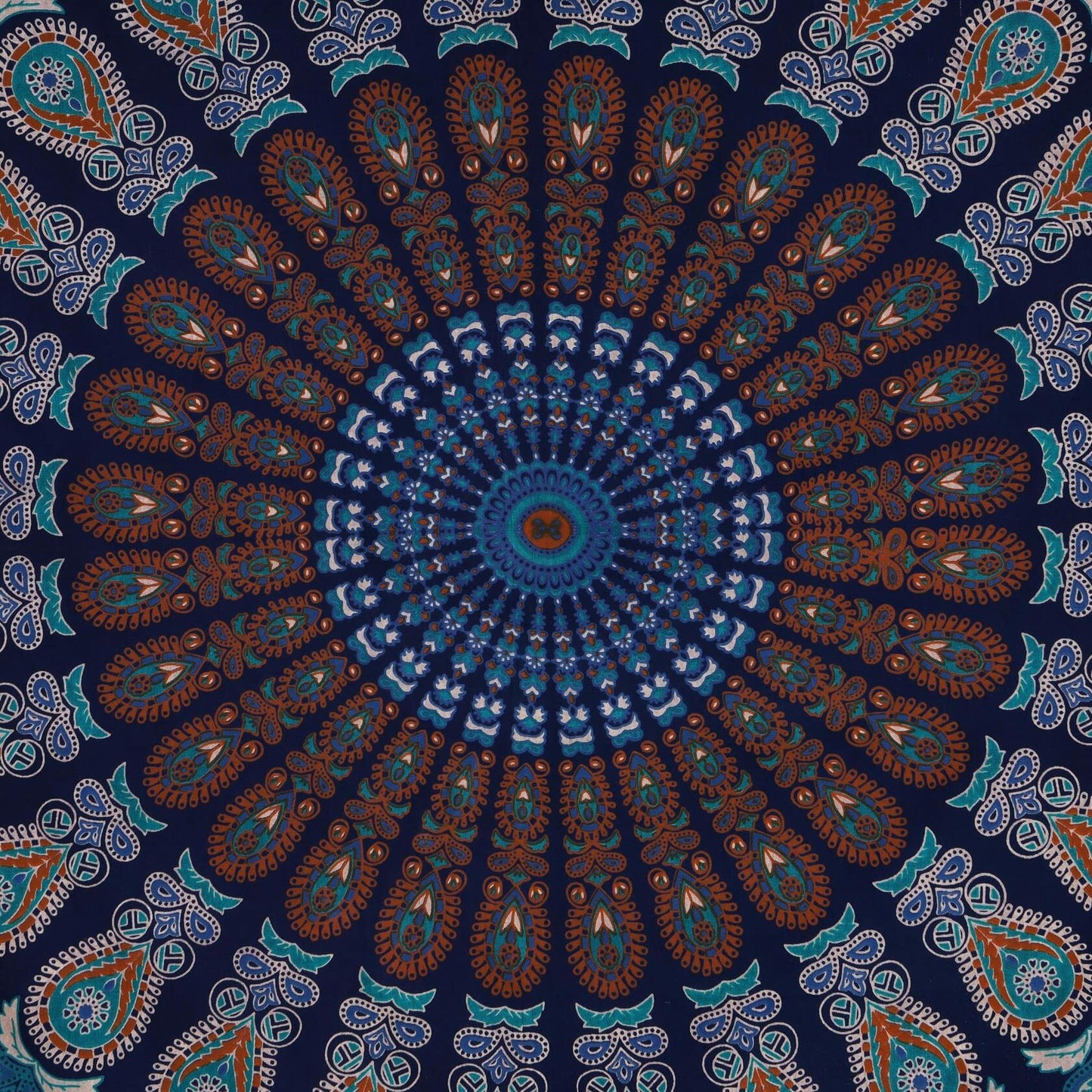 Bless Intl Peacock Mandala Tapestry King Size 88x104" Blue Green Boho Decor