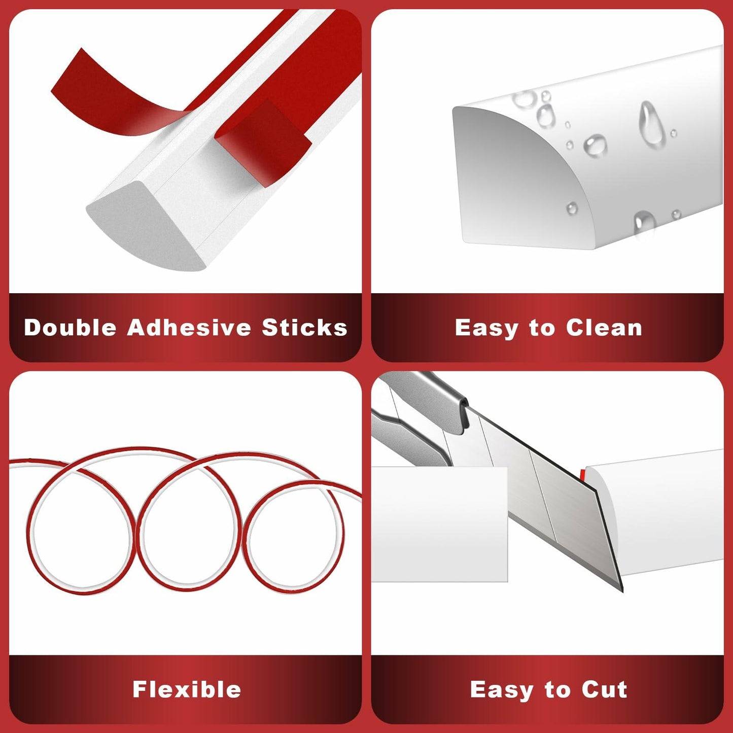 Flexible Quarter Round Molding 118 Inch Peel and Stick Wall Trim White