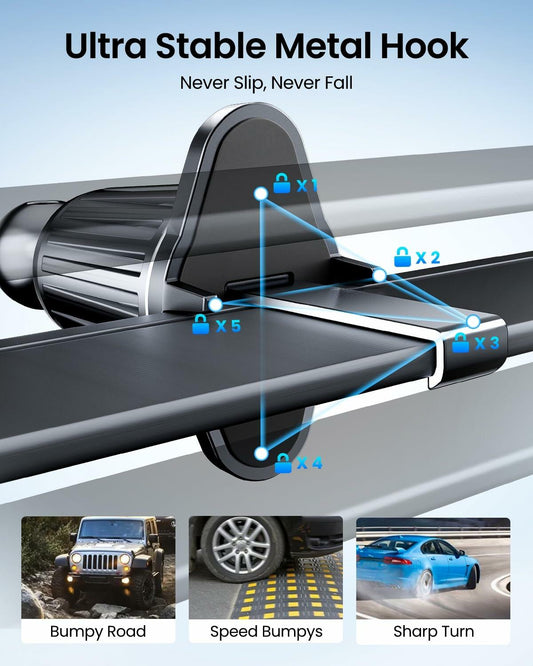 REEVAA Car Phone Holder Metal Hook Ultra Stable Air Vent Mount Black