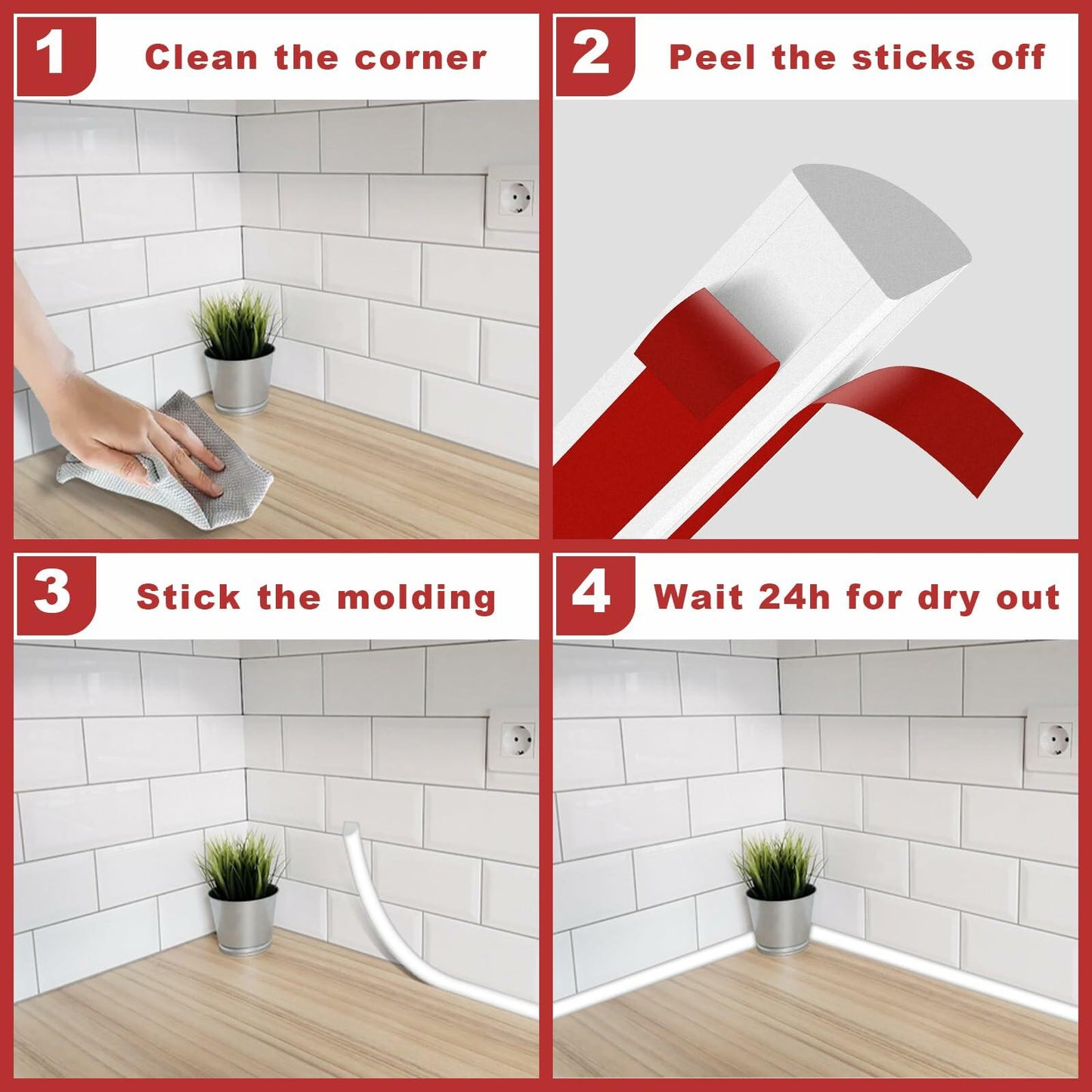 Flexible Quarter Round Molding 118 Inch Peel and Stick Wall Trim White