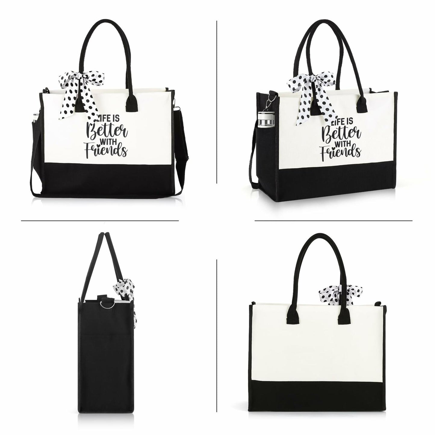 AYJICE Personalized Canvas Tote Bag for Girl Birthday Gift - Initial