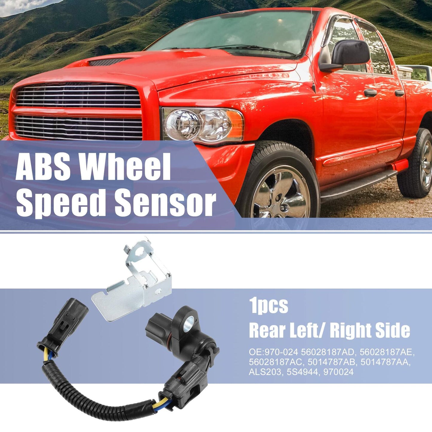 X AUTOHAUX ABS Wheel Speed Sensor Rear Left Right for Dodge Ram 1500 2500