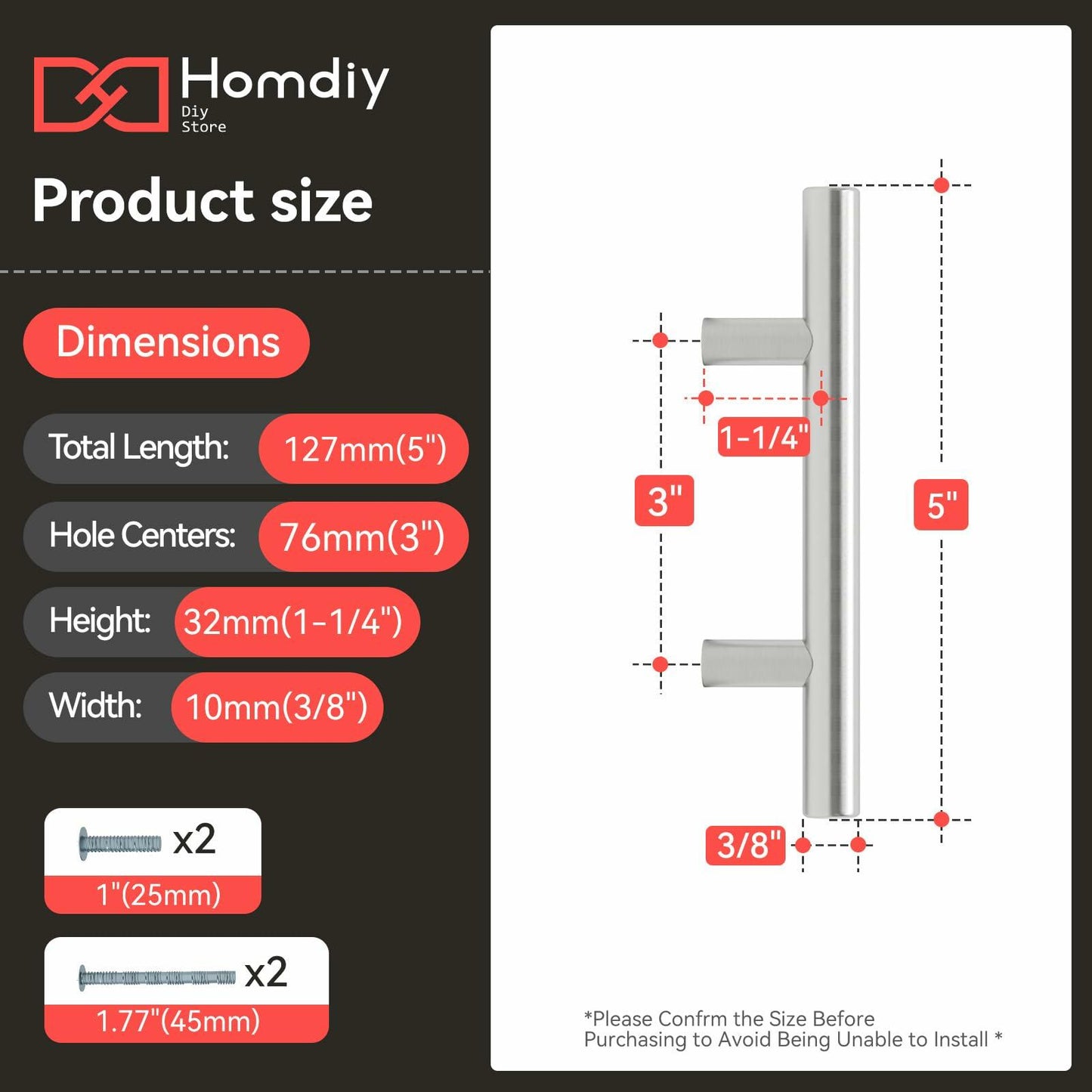 homdiy 30 Pack 3in Brushed Nickel Cabinet Handles Kitchen Hardware