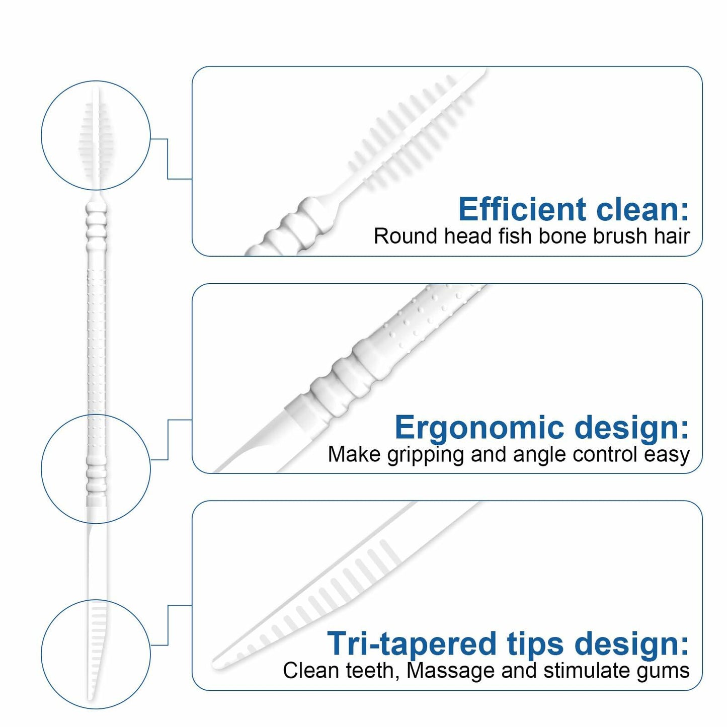 Fawnmum Toothpick Brush Two-in-One Soft Bristle Dental Floss Picks 3 Count