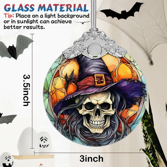 Death Skull Stained Glass Christmas Ornament Holiday Decoration