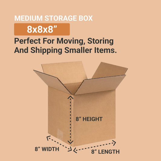 AVIDITI Moving Boxes Medium 8x8x8, 25-Pack, Corrugated Cardboard Box