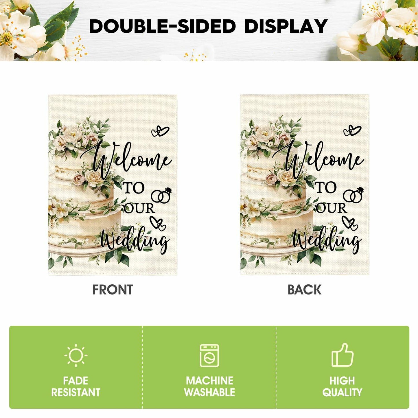 AVOIN colorlife Wedding Garden Flag 12x18 Inch Double Sided Floral Outdoor