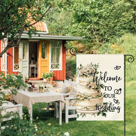 AVOIN colorlife Wedding Garden Flag 12x18 Inch Double Sided Floral Outdoor