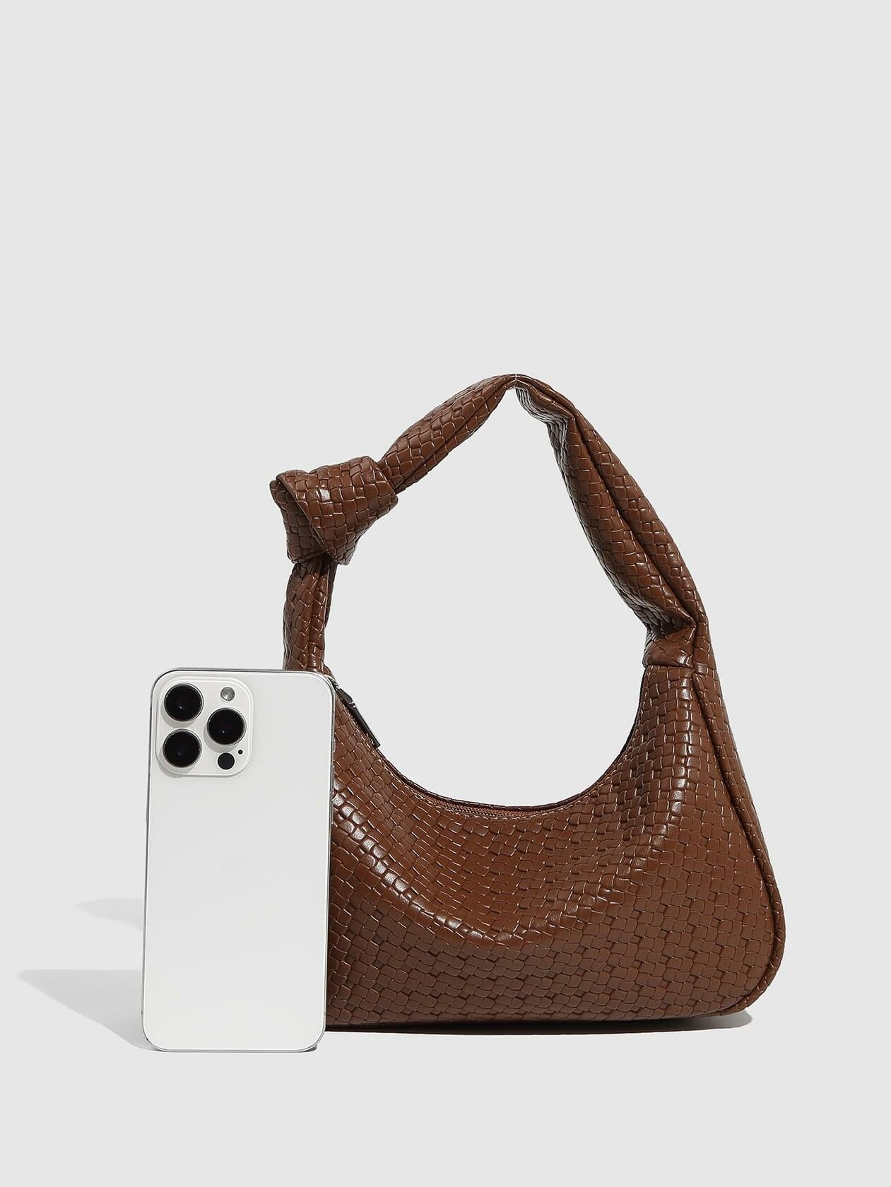 Verdusa Women's Metallic Knot Strap PU Leather Shoulder Bag Brown One Size
