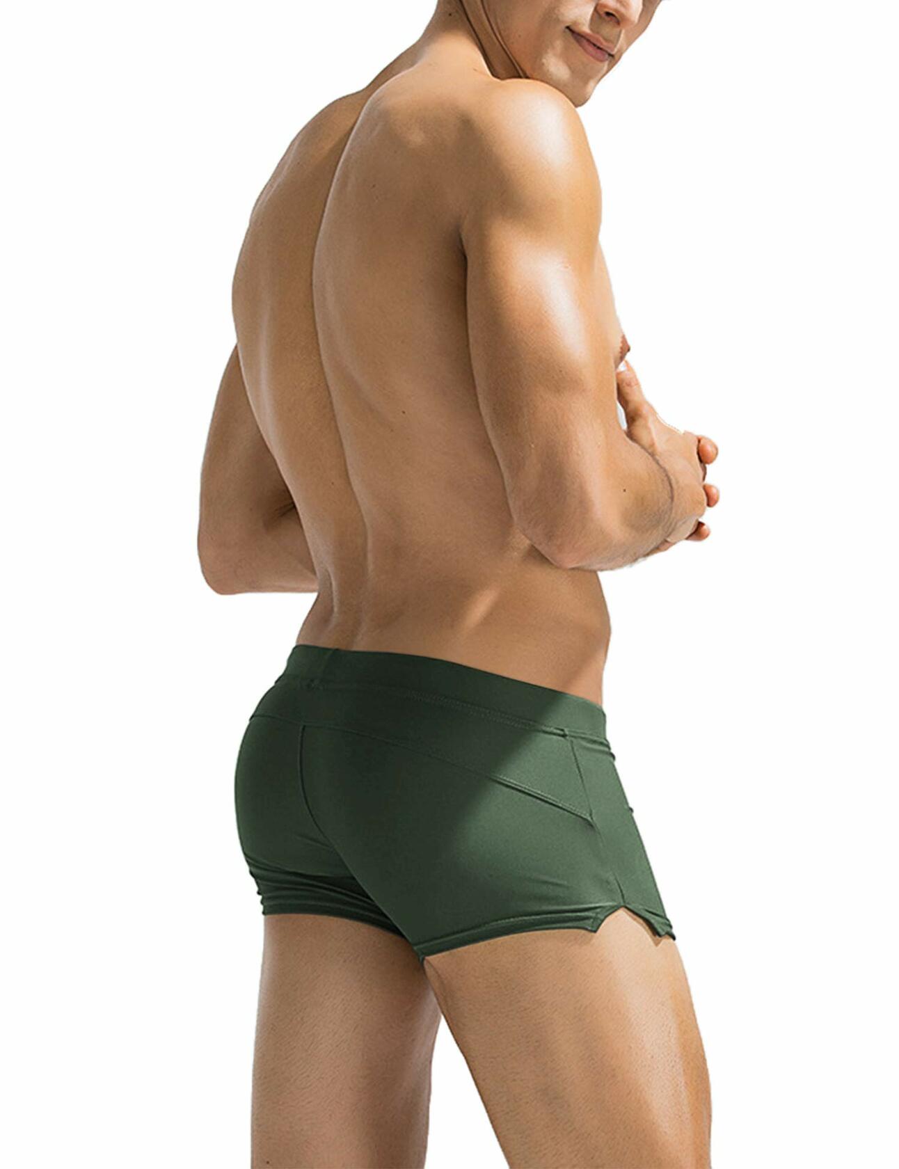 COOFANDY Men's Trunk Square Leg Board Short Brief Swimsuit Army Green Size XL