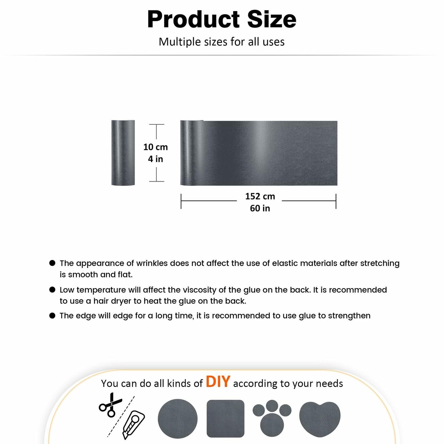 HUISUNO Leather Repair Patch Tape for Furniture Couch Car Seats Black 10x150