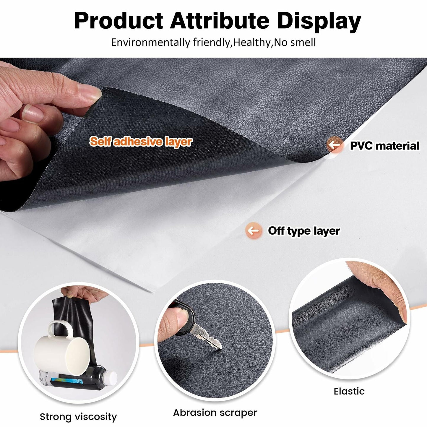 HUISUNO Leather Repair Patch Tape for Furniture Couch Car Seats Black 10x150